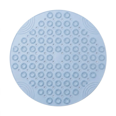 Tapis rond bain antidérapant ventouses bleu