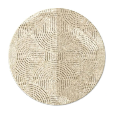 Tapis rond beige motif arches concentriques