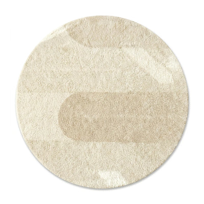 Tapis rond beige motif demi-cercle
