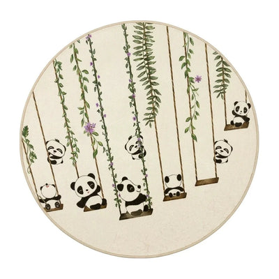 Tapis rond enfant pandas bambou