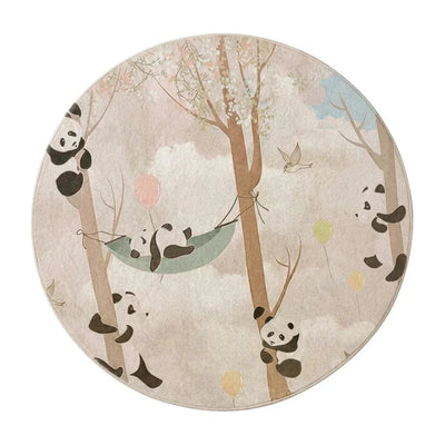 Tapis rond enfant pandas forêt