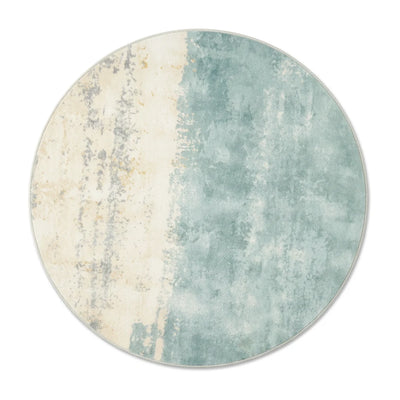 Tapis Rond Imitation Cachemire Écru Aqua
