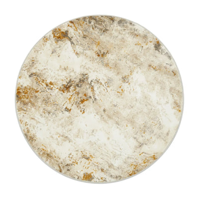 Tapis Rond Imitation Cachemire Écru Doré