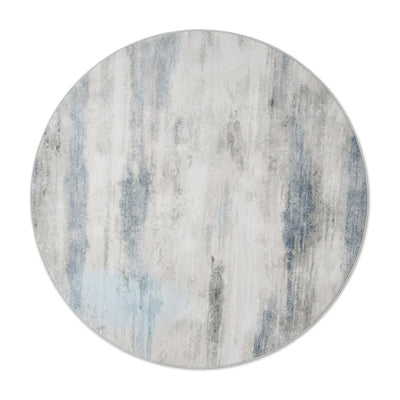 Tapis Rond Imitation Cachemire Gris Brume
