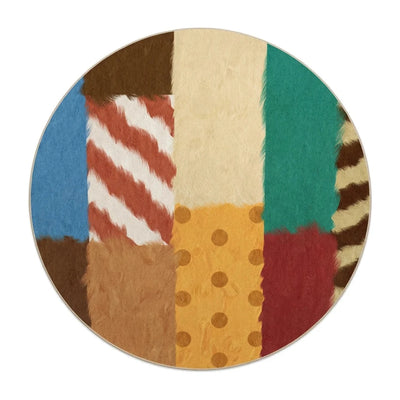 Tapis rond patchwork blocs vintage multicolore