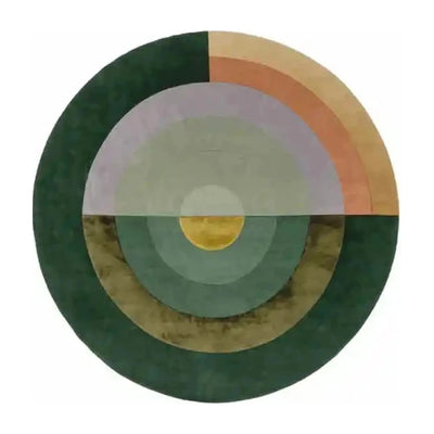 Tapis rond salon cercles concentriques vert forêt