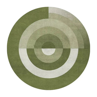 Tapis rond salon cercles concentriques vert sauge