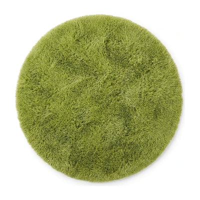 Tapis rond vert poil long
