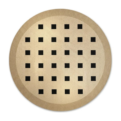 Tapis rond Wilton mid-century motif carrés noirs