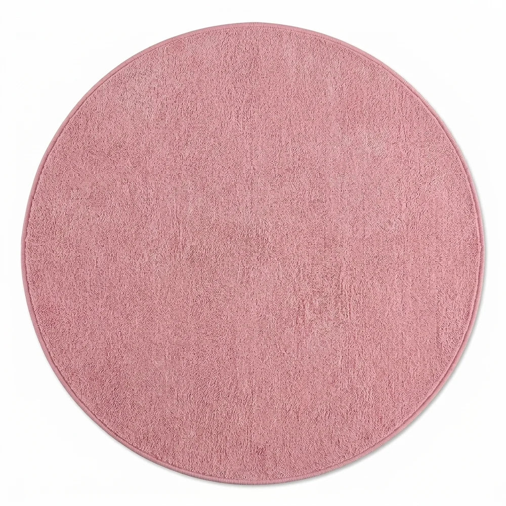 Tapis rond rose poudré peluche douce | Rondea