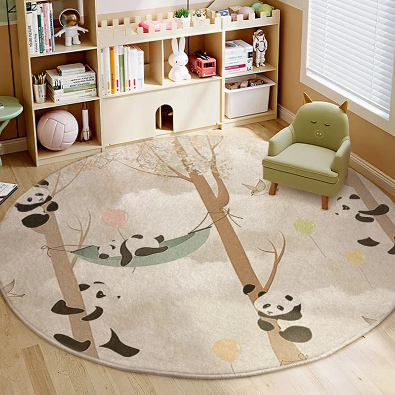 Tapis rond enfant pandas foret, vue produit