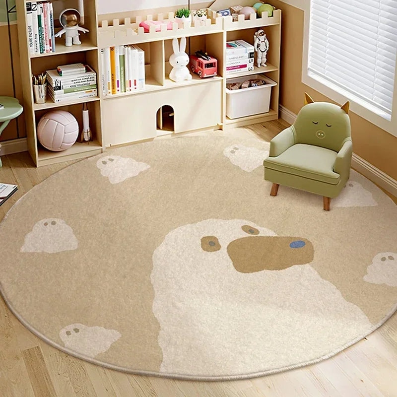 Tapis rond enfant ours nuages, vue produit