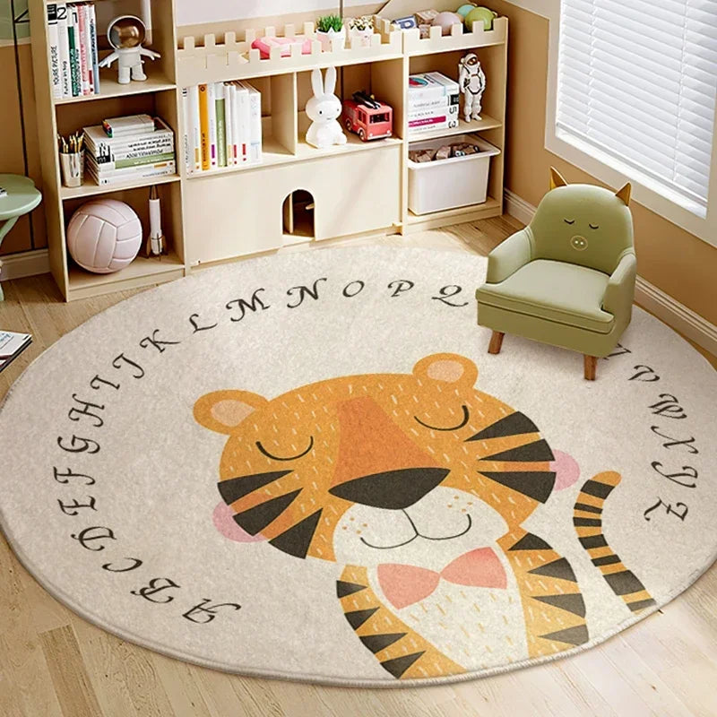 Tapis rond enfant tigre alphabet, vue produit