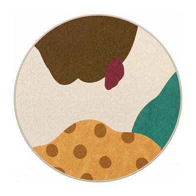 Tapis rond abstrait organique multicolore
