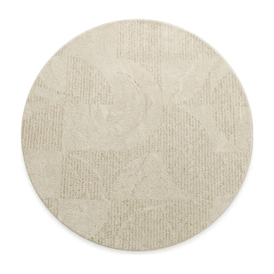 Tapis rond beige motif vagues