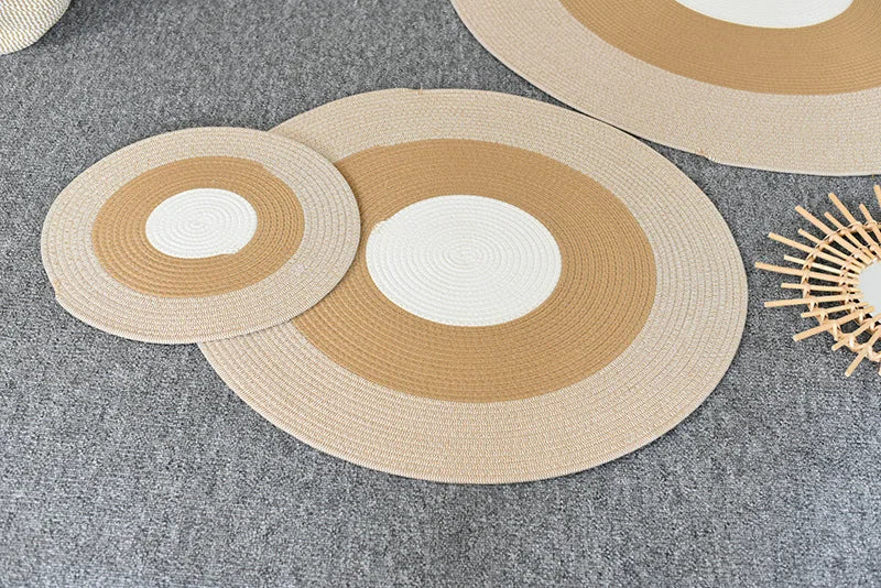 Photo originale du tapis rond coton tressé concentrique