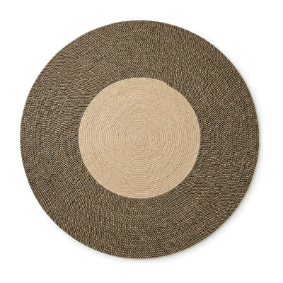Tapis rond coton tressé couronne marron