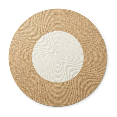 Tapis rond coton tressé écru bicolore