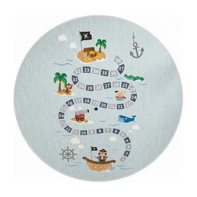 Tapis rond enfant aventure pirate bleu