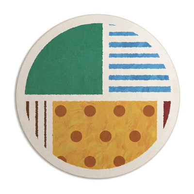 Tapis rond géométrique abstrait multicolore