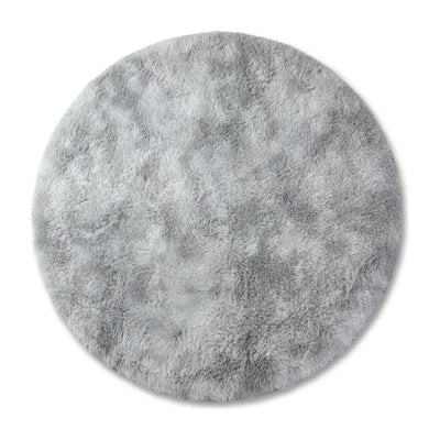 Tapis rond gris poil long