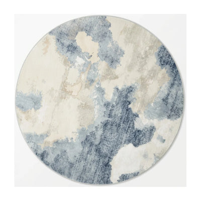 Tapis Rond Imitation Cachemire Bleu Nuage
