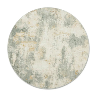 Tapis Rond Imitation Cachemire Écru Céladon