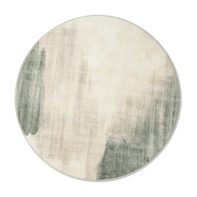 Tapis Rond Imitation Cachemire Écru Sauge