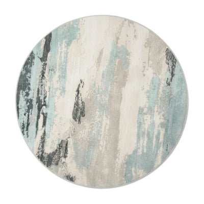 Tapis Rond Imitation Cachemire Grège Bleuté