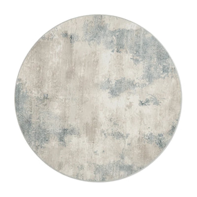 Tapis Rond Imitation Cachemire Grège Givré