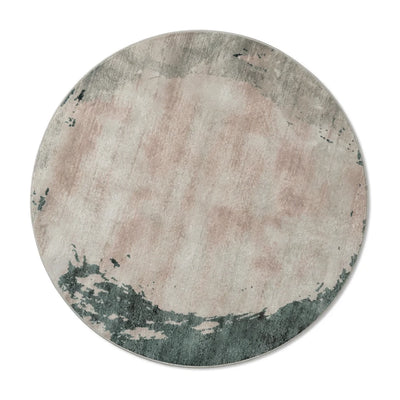 Tapis Rond Imitation Cachemire Grège Vert