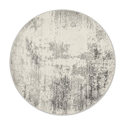 Tapis Rond Imitation Cachemire Gris Béton