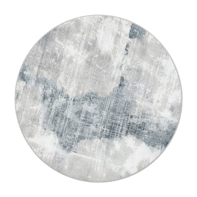 Tapis Rond Imitation Cachemire Gris Bleuté