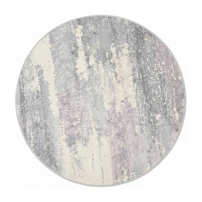 Tapis Rond Imitation Cachemire Gris Lilas