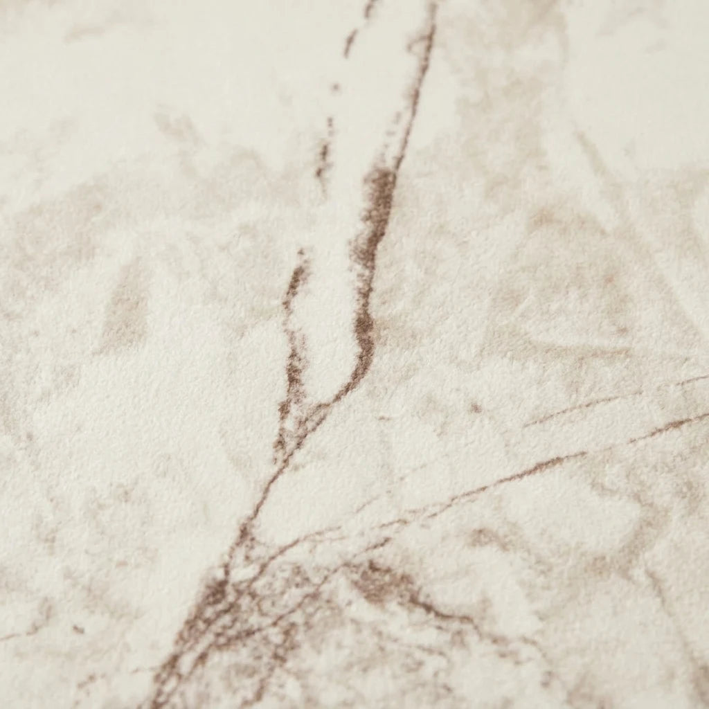 Velours imitation cachemire du tapis rond marbre écru veiné vu de près