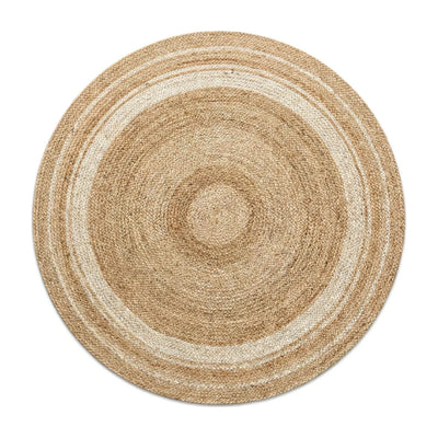 Tapis rond jute tressé main bicolore