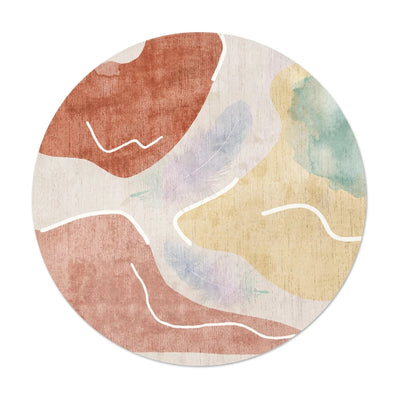 Tapis rond lavable en machine terracotta aquarelle