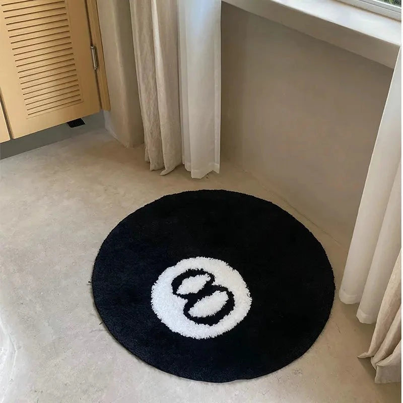 Tapis rond 8 ball en mise en scène chambre ado