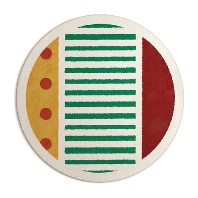 Tapis rond rayures graphiques multicolore