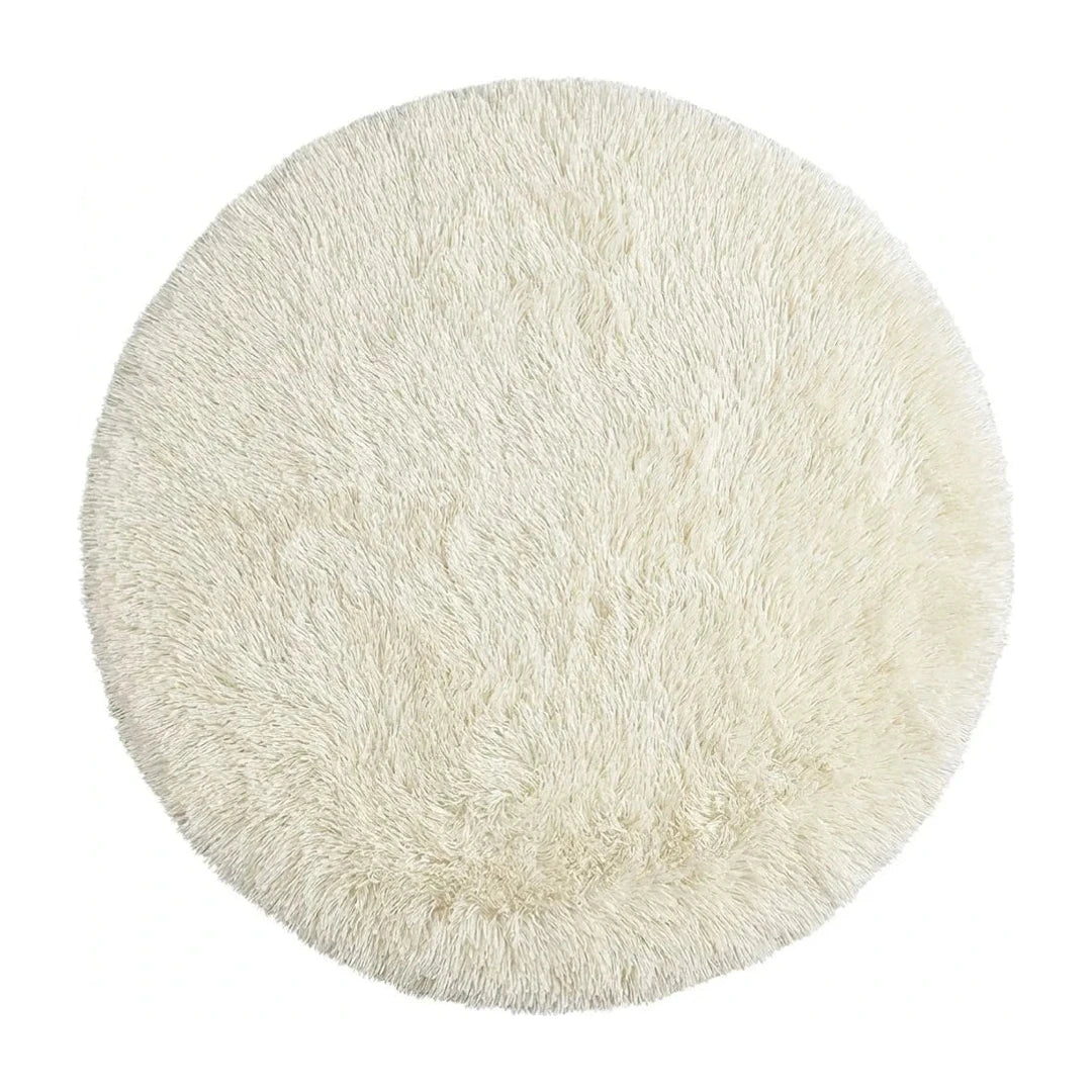 tapis-rond-salle-de-bain-blanc, vue de dessus sur fond blanc