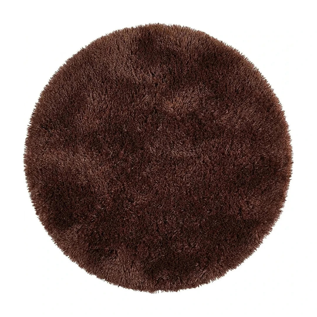 tapis-rond-salle-de-bain-brun, vue de dessus sur fond blanc