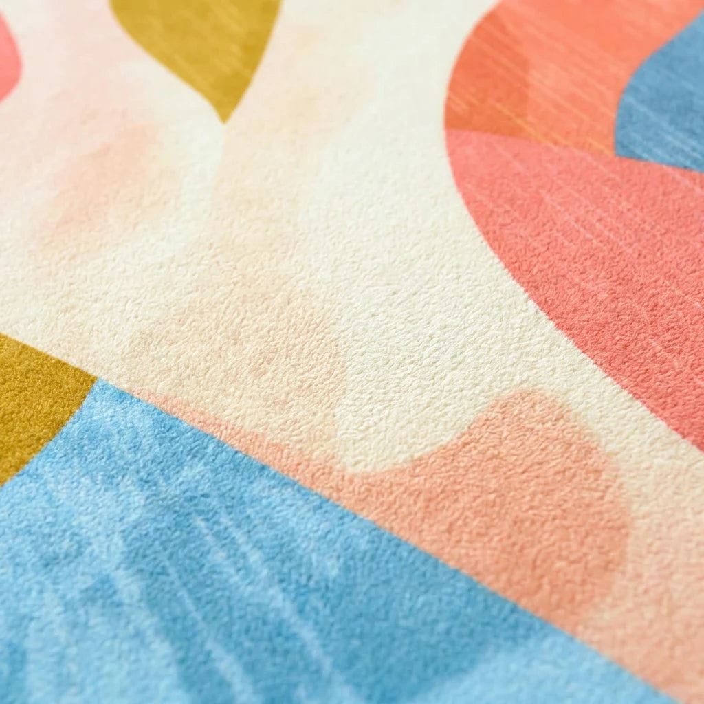 Velours court imprimé du tapis rond corail pastel vu de près