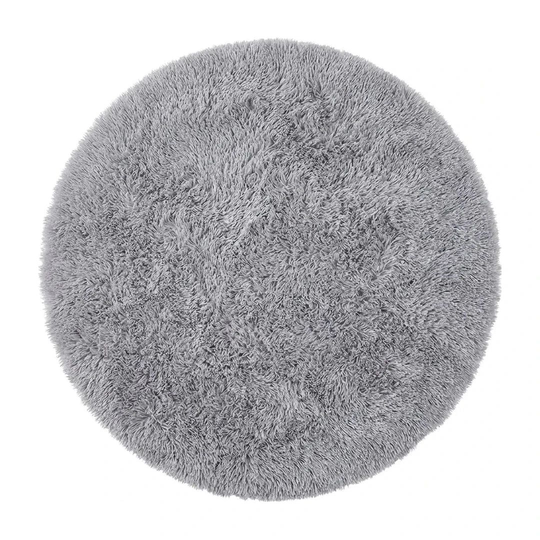 tapis-rond-salle-de-bain-gris, vue de dessus sur fond blanc
