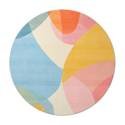 Tapis Rond Salle de Bain Multicolore Pastel