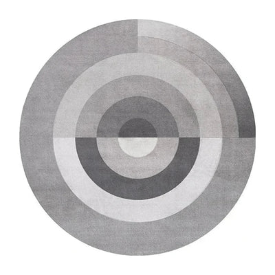 Tapis rond salon cercles concentriques gris