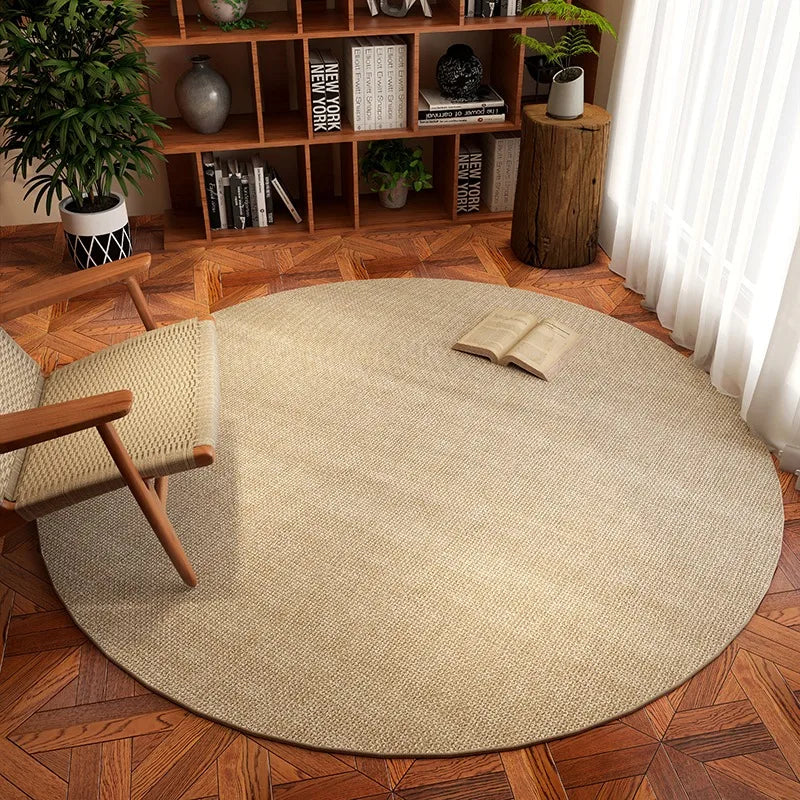 Tapis rond Wilton effet sisal beige clair, photo originale fidèle
