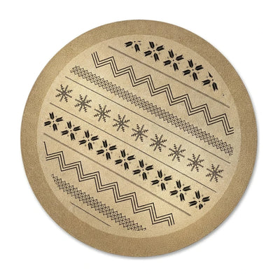 Tapis rond Wilton mid-century scandinave zigzag noir et beige