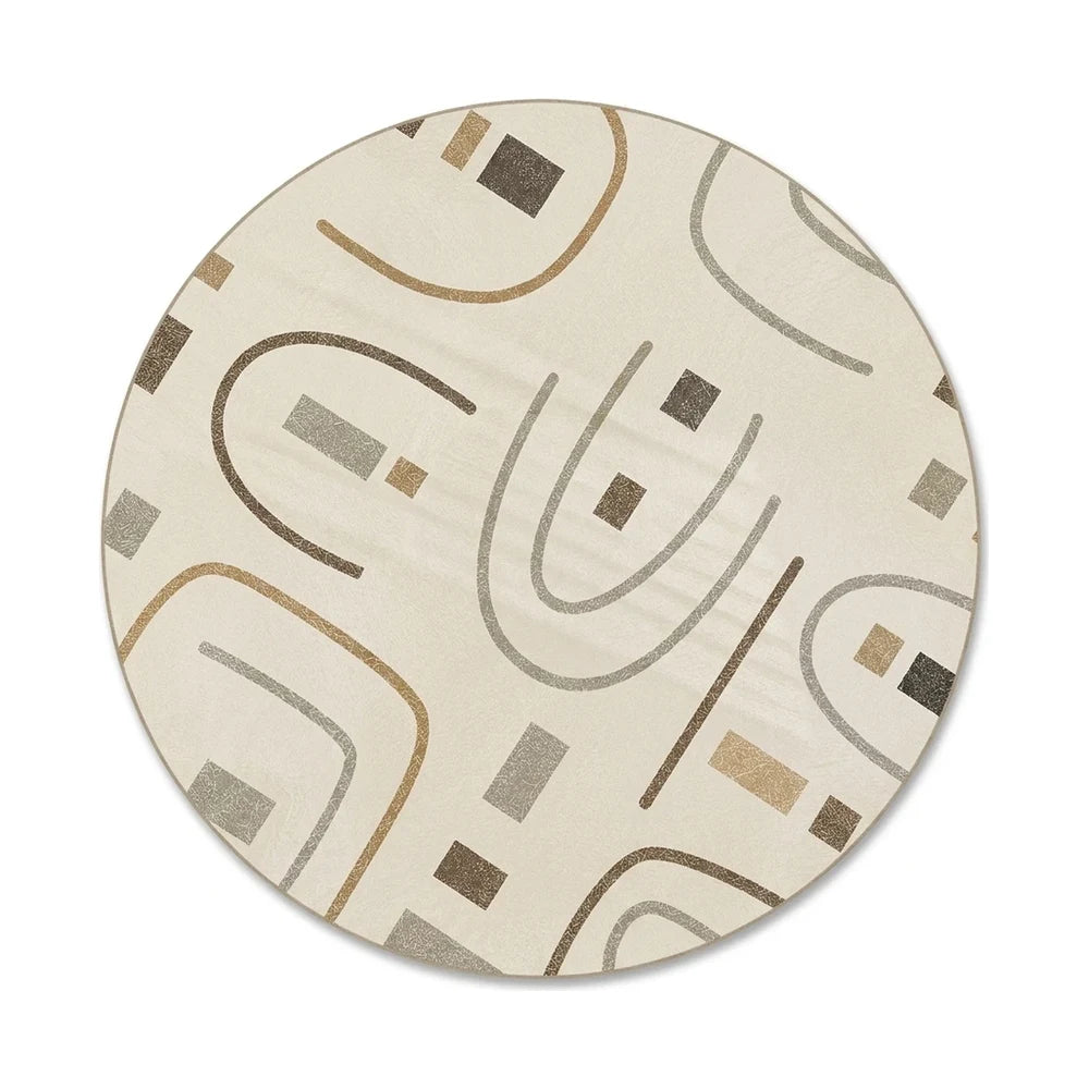 Tapis rond Wilton mid-century beige et brun | Rondea
