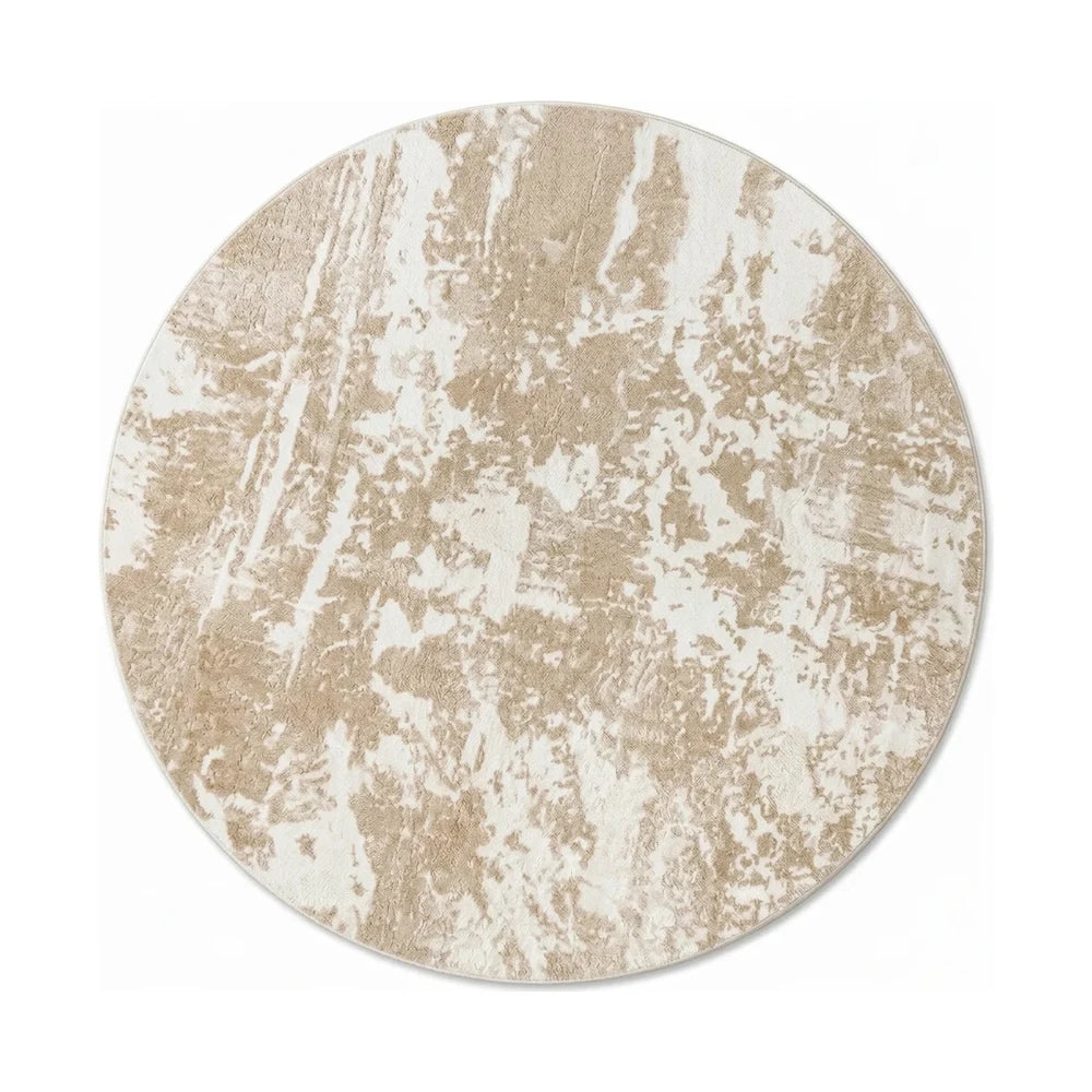 Tapis rond beige minimaliste marbré | Rondea