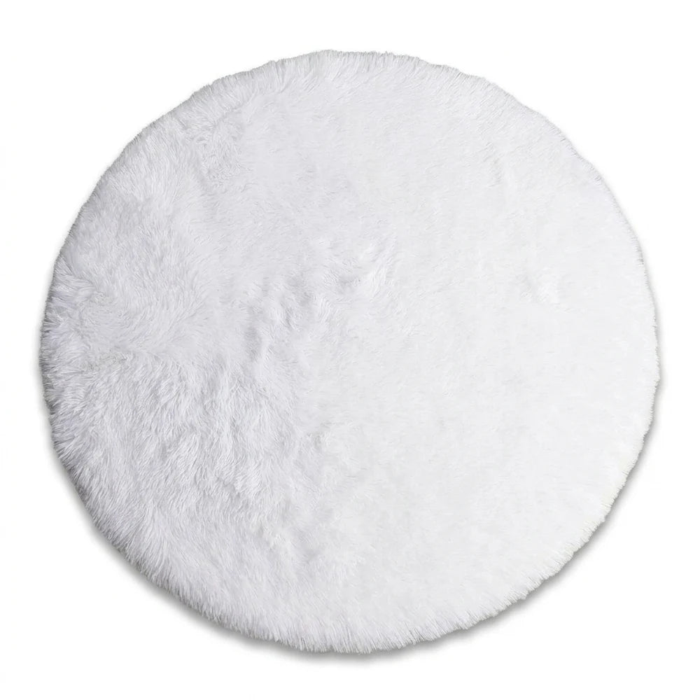 Tapis rond blanc poil long | Rondea